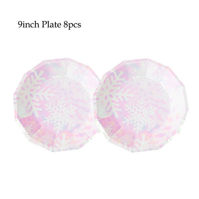 Ružičasti snježni ukrasi Papirnati tanjuri Šalice Transparenti Salvete Baloni Božić Nova godina Rođendan Vjenčanje Baby Shower Oprema za zabavu