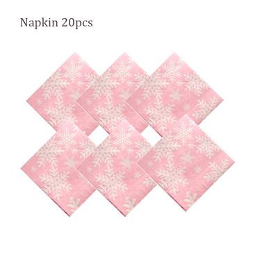 Ružičasti snježni ukrasi Papirnati tanjuri Šalice Transparenti Salvete Baloni Božić Nova godina Rođendan Vjenčanje Baby Shower Oprema za zabavu