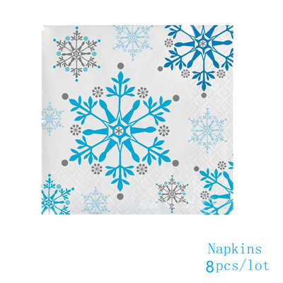 Nou Decor pentru petreceri Frozen Tema fulgilor de zăpadă Seturi de veselă de unică folosință farfurii de hârtie, cești, șervețele, decorațiuni de Crăciun fericit pentru casă