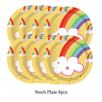 Τραπεζομάντιλο για πάρτι γενεθλίων Rainbow Panner Πιάτα Κουπόνια Χαρτοπετσέτες Ψάθινο κορίτσι Μονόκερος Είδη πάρτι Καλοκαιρινά Διακοσμητικά Πάρτι Πισίνας
