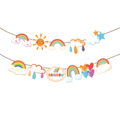 Gimtadienio vaivorykštės vakarėlis Staltiesė Banner Lėkštės Puodeliai Servetėlės Šiaudiniai Mergaitei Vienaragiui Vakarėlio reikmenys Vasaros baseino vakarėlio dekoracijos