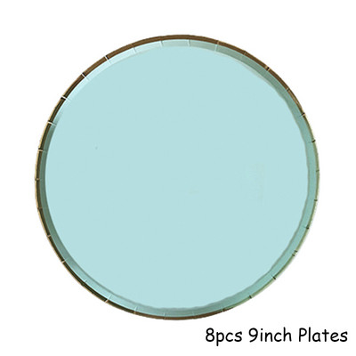 Μέντα Πράσινο χρυσό σερβίτσιο μιας χρήσης Πετσέτες για πάρτι Χάρτινα πιάτα Ψάθινο φλιτζάνι Παιδικά προμήθειες για πάρτι γενεθλίων Μπομπονιέρα Διακόσμηση γάμου