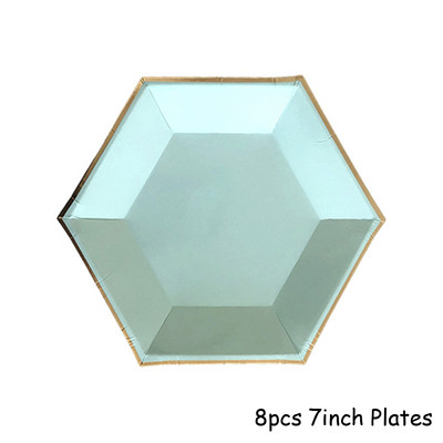 Μέντα Πράσινο χρυσό σερβίτσιο μιας χρήσης Πετσέτες για πάρτι Χάρτινα πιάτα Ψάθινο φλιτζάνι Παιδικά προμήθειες για πάρτι γενεθλίων Μπομπονιέρα Διακόσμηση γάμου