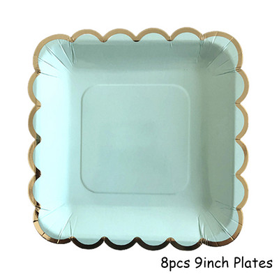 Μέντα Πράσινο χρυσό σερβίτσιο μιας χρήσης Πετσέτες για πάρτι Χάρτινα πιάτα Ψάθινο φλιτζάνι Παιδικά προμήθειες για πάρτι γενεθλίων Μπομπονιέρα Διακόσμηση γάμου