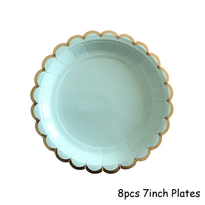 Μέντα Πράσινο χρυσό σερβίτσιο μιας χρήσης Πετσέτες για πάρτι Χάρτινα πιάτα Ψάθινο φλιτζάνι Παιδικά προμήθειες για πάρτι γενεθλίων Μπομπονιέρα Διακόσμηση γάμου