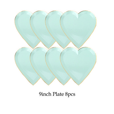 Μέντα Πράσινο χρυσό σερβίτσιο μιας χρήσης Πετσέτες για πάρτι Χάρτινα πιάτα Ψάθινο φλιτζάνι Παιδικά προμήθειες για πάρτι γενεθλίων Μπομπονιέρα Διακόσμηση γάμου