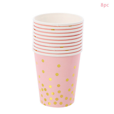 Ružičasta kruna Sretan rođendan Jednokratni set posuđa Sretan rođendan Salvete Tanjuri Djevojke Sretan rođendan Dekoracija za zabavu Ružičasti rođendan