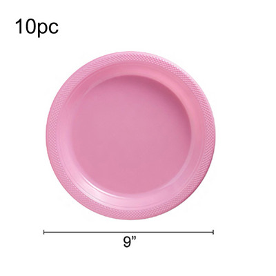 Decoratune pentru petrecerea de zi de naștere din plastic roz pur Farfuri de unică folosință Față de masă Primul aniversare Copii Petrecere Baby Shower Rechizite pentru petreceri