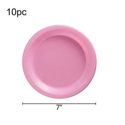 Decoratune pentru petrecerea de zi de naștere din plastic roz pur Farfuri de unică folosință Față de masă Primul aniversare Copii Petrecere Baby Shower Rechizite pentru petreceri