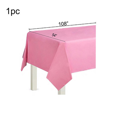 Decoratune pentru petrecerea de zi de naștere din plastic roz pur Farfuri de unică folosință Față de masă Primul aniversare Copii Petrecere Baby Shower Rechizite pentru petreceri