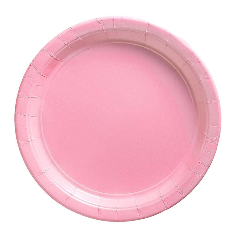 Decoratune pentru petrecerea de zi de naștere din plastic roz pur Farfuri de unică folosință Față de masă Primul aniversare Copii Petrecere Baby Shower Rechizite pentru petreceri