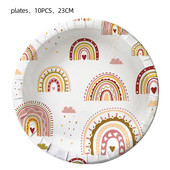 Bohemian Boho Rainbow Oprema za rođendane Stol Ukrasi za vjenčanje Tanjuri Šalice Salvete Baloni za djevojčice Baby Shower Bohe