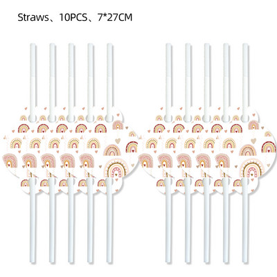 Bohemian Boho Rainbow Oprema za rođendane Stol Ukrasi za vjenčanje Tanjuri Šalice Salvete Baloni za djevojčice Baby Shower Bohe