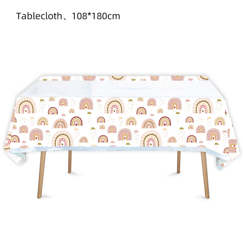 Bohemian Boho Rainbow Oprema za rođendane Stol Ukrasi za vjenčanje Tanjuri Šalice Salvete Baloni za djevojčice Baby Shower Bohe