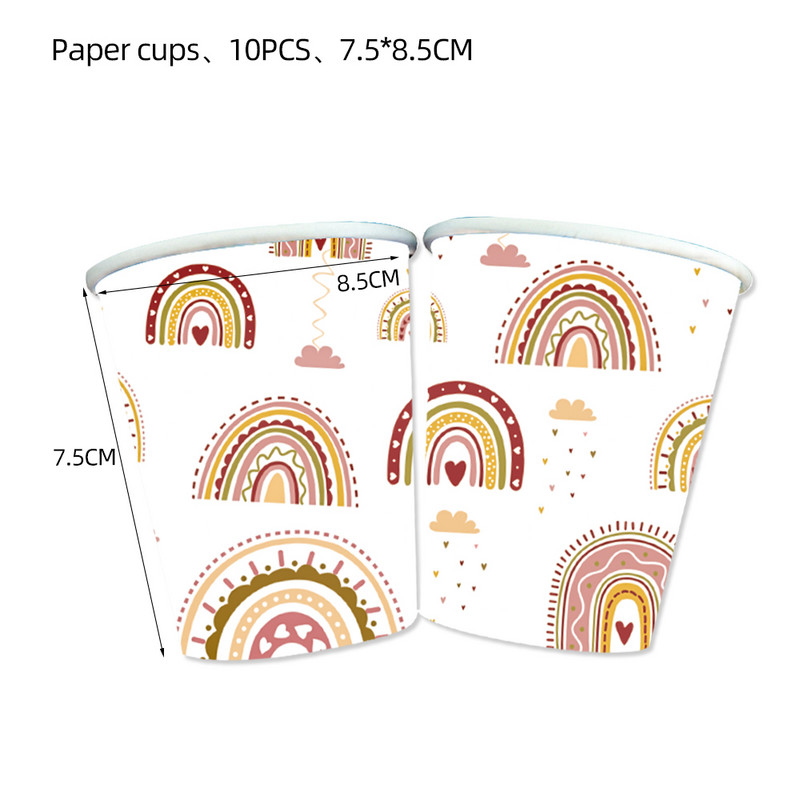 Bohemian Boho Rainbow Oprema za rođendane Stol Ukrasi za vjenčanje Tanjuri Šalice Salvete Baloni za djevojčice Baby Shower Bohe