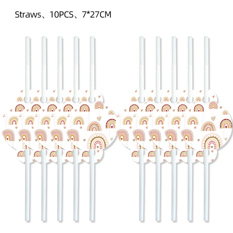 Bohemian Boho Rainbow Oprema za rođendane Stol Ukrasi za vjenčanje Tanjuri Šalice Salvete Baloni za djevojčice Baby Shower Bohe