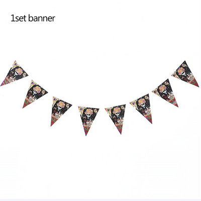 Επιτραπέζιο σκεύος μιας χρήσης για αποκριάτικο θεματικό πάρτι Cartoon Χάρτινο πιάτο χάρτινο κύπελλο χαρτοπετσέτας σετ πανό Χαρτόπανο Happy Helloween Party Supplies