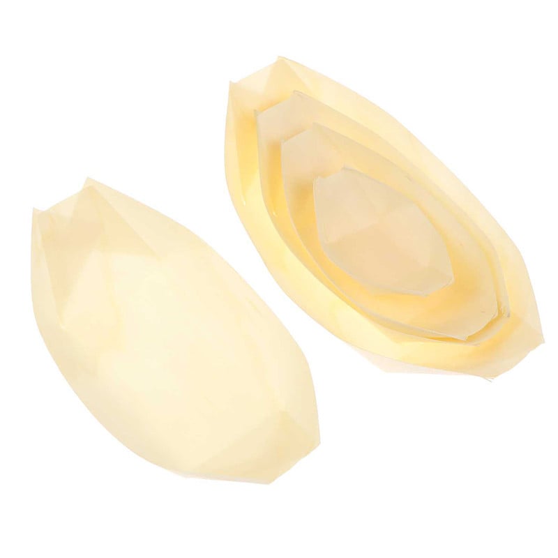 50kom/pak Sushi Shushi Drveni čamac Prirodni bambus za jednokratnu upotrebu Kajak salata Desert Borovica Torta Brod Zdjela za grickalice Podloga za sushi Tanjur Pladanj