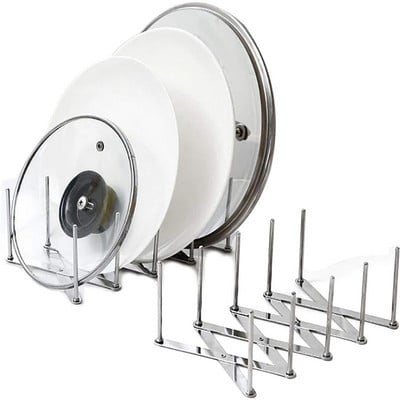 Köögikoristaja Roostevabast terasest poti kaanehoidja Laiendatav pannipoti kaane lõikelaud Kuivatuskööginõude hoiurest kaanealuse riiul