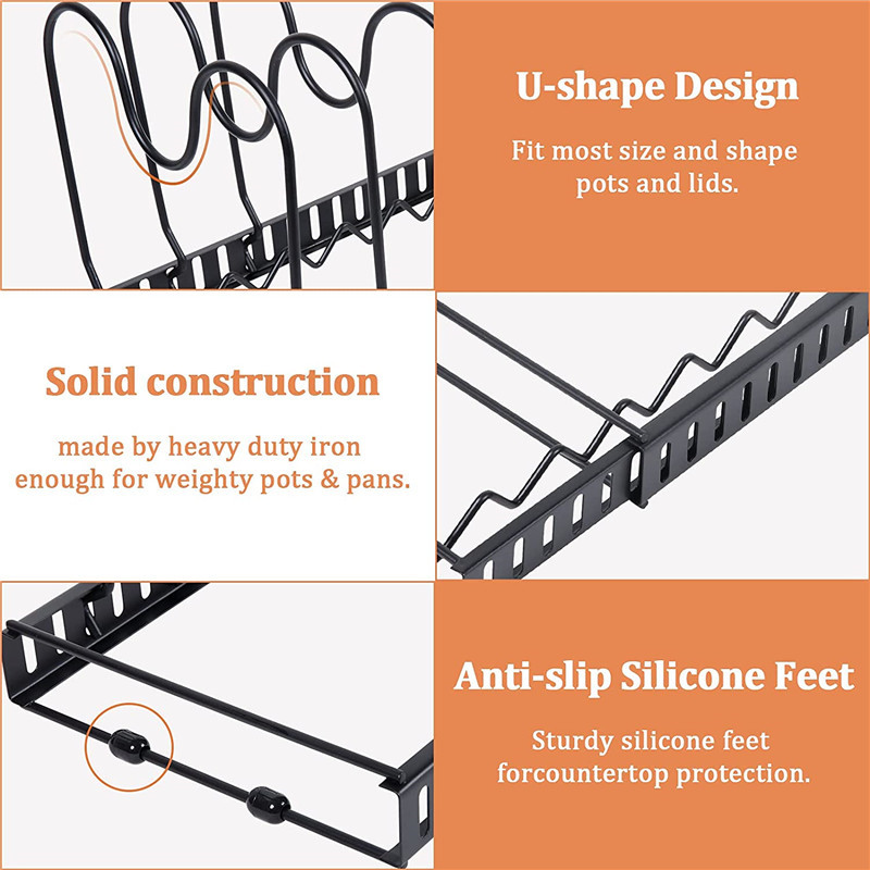 Köögikoristaja Roostevabast terasest poti kaanehoidja Laiendatav pannipoti kaane lõikelaud Kuivatuskööginõude hoiurest kaanealuse riiul