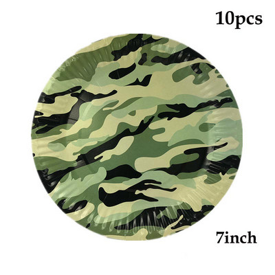 Camo Party pribor za jelo Papirnati tanjuri Šalice Salvete Military Birthday Decor Banner Kamuflažni baloni od lateksa Army Topper