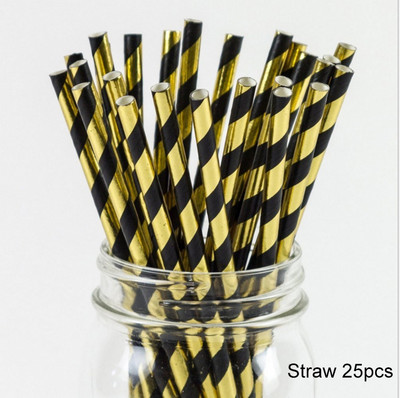 Bandă de aur trandafir pentru petrecere de aniversare farfurii de hârtie/cești/șervețel de decorare pentru petrecerea de aniversare pentru adulți, fată, băiat, veselă de unică folosință, paie