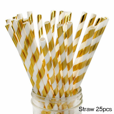 Bandă de aur trandafir pentru petrecere de aniversare farfurii de hârtie/cești/șervețel de decorare pentru petrecerea de aniversare pentru adulți, fată, băiat, veselă de unică folosință, paie