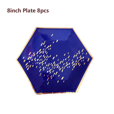 Bandă de aur trandafir pentru petrecere de aniversare farfurii de hârtie/cești/șervețel de decorare pentru petrecerea de aniversare pentru adulți, fată, băiat, veselă de unică folosință, paie