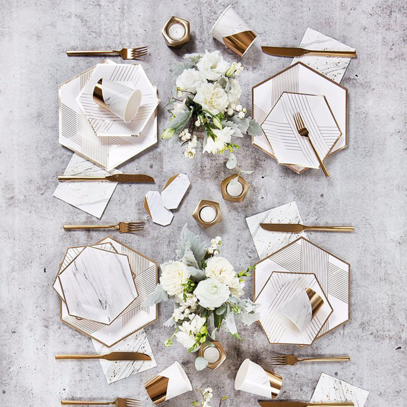 Bandă de aur trandafir pentru petrecere de aniversare farfurii de hârtie/cești/șervețel de decorare pentru petrecerea de aniversare pentru adulți, fată, băiat, veselă de unică folosință, paie