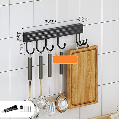 Toruvaba seinale kinnitatav köögiriide, must ja kuldne hoiurest Lõikelaud Konks ruum Alumiiniumist organiseerimisriistad