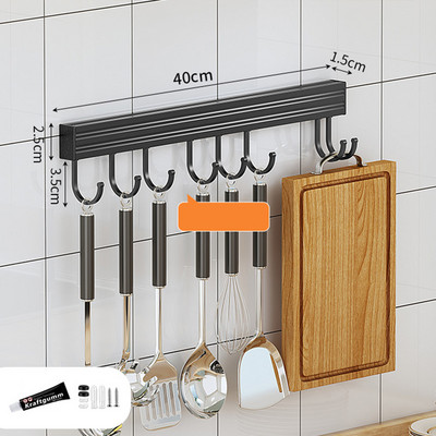 Toruvaba seinale kinnitatav köögiriide, must ja kuldne hoiurest Lõikelaud Konks ruum Alumiiniumist organiseerimisriistad