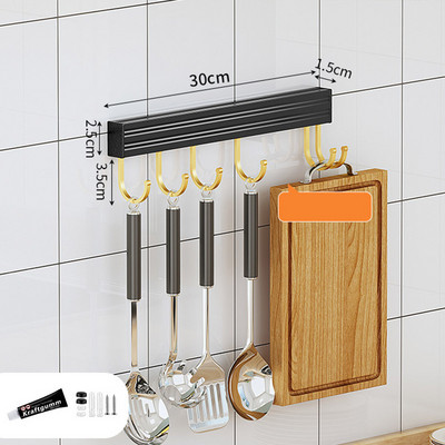 Toruvaba seinale kinnitatav köögiriide, must ja kuldne hoiurest Lõikelaud Konks ruum Alumiiniumist organiseerimisriistad