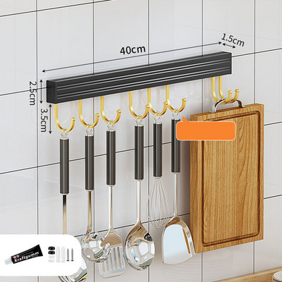 Toruvaba seinale kinnitatav köögiriide, must ja kuldne hoiurest Lõikelaud Konks ruum Alumiiniumist organiseerimisriistad