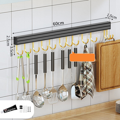 Toruvaba seinale kinnitatav köögiriide, must ja kuldne hoiurest Lõikelaud Konks ruum Alumiiniumist organiseerimisriistad