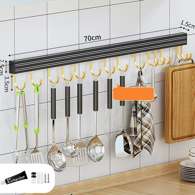 Toruvaba seinale kinnitatav köögiriide, must ja kuldne hoiurest Lõikelaud Konks ruum Alumiiniumist organiseerimisriistad