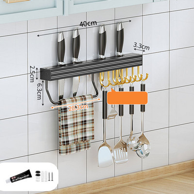 Toruvaba seinale kinnitatav köögiriide, must ja kuldne hoiurest Lõikelaud Konks ruum Alumiiniumist organiseerimisriistad