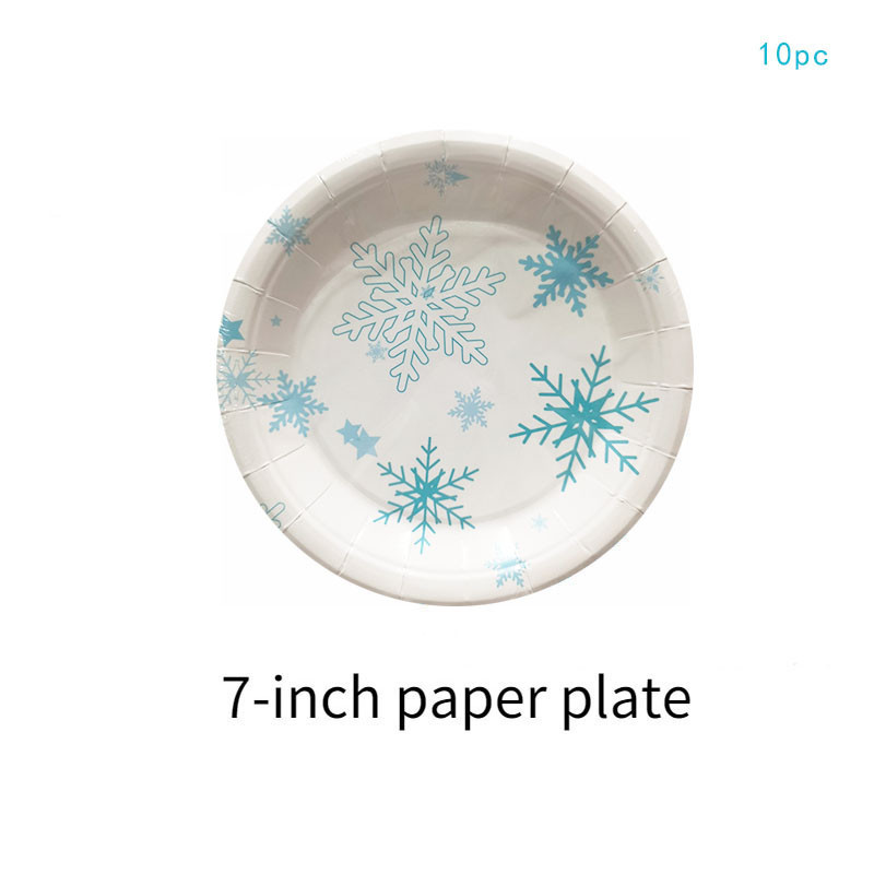 10 gostiju Smrznuto posuđe za rođendan Plava pahuljica Tanjur Šalica Salveta Potrepštine za božićnu zabavu Snijeg Led Zamrznuta tema Parti Decor