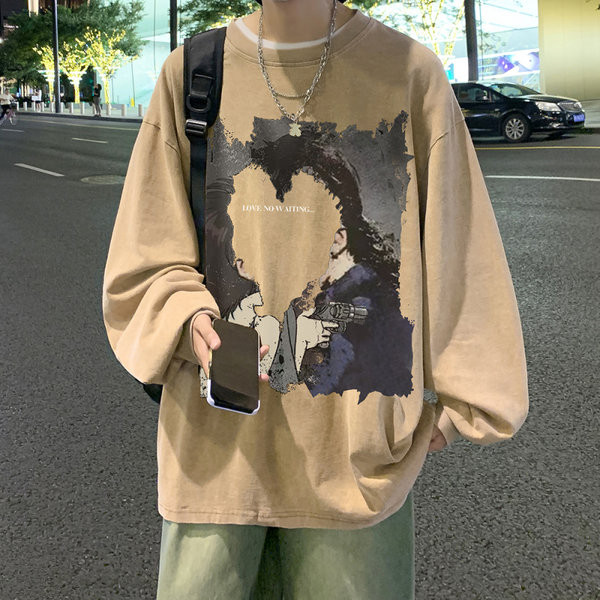 Široki model muške bluze s dugim rukavima i šarenim printom