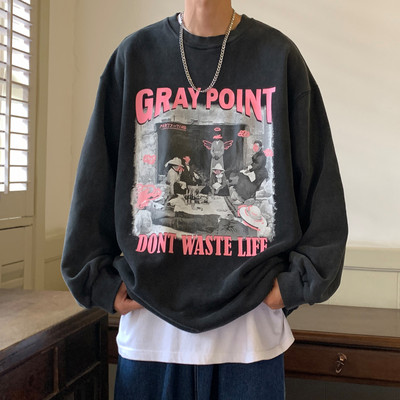 Φαρδύ μοντέλο ανδρική μπλούζα με στάμπα