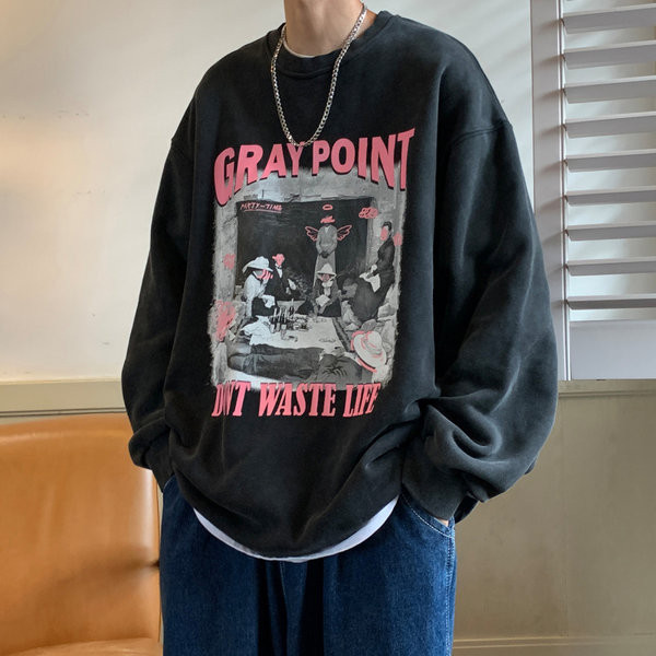 Φαρδύ μοντέλο ανδρική μπλούζα με στάμπα