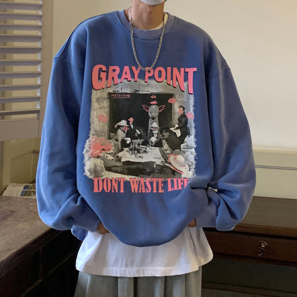 Φαρδύ μοντέλο ανδρική μπλούζα με στάμπα