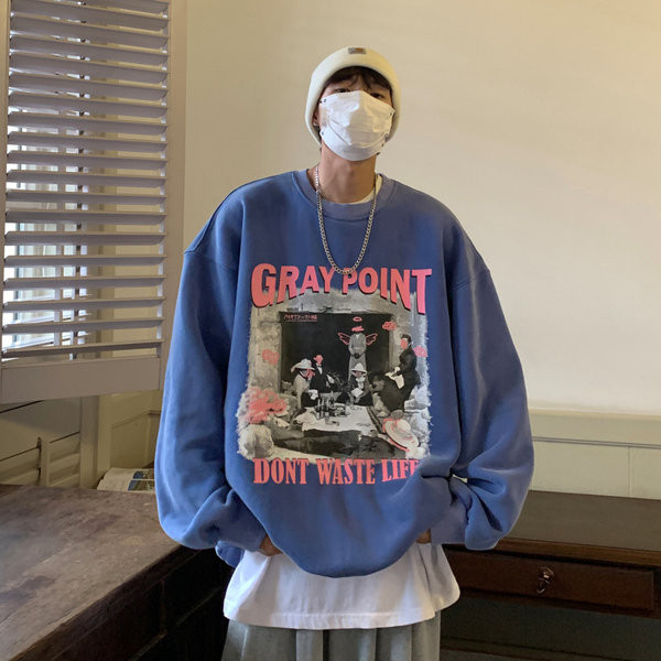 Φαρδύ μοντέλο ανδρική μπλούζα με στάμπα