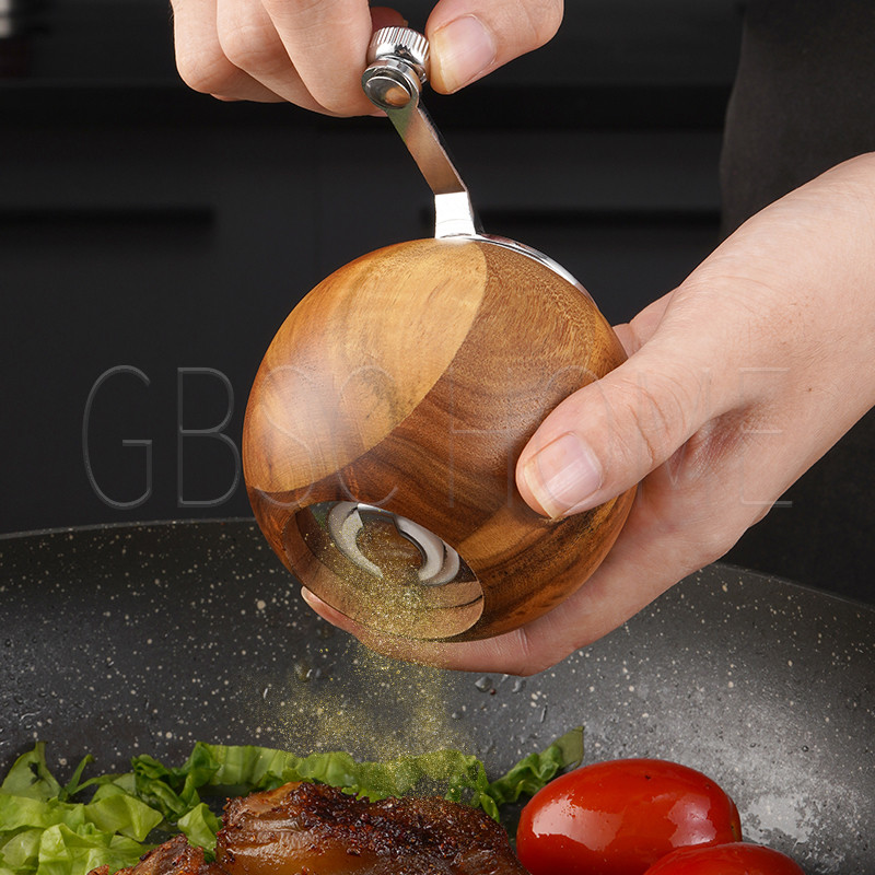 Novi stil Napredni drveni mlin s okruglom kuglom Ručno mljevenje s kurblom s osnovnim setom Ručni mlin za papar Kuhinjski pribor Alati