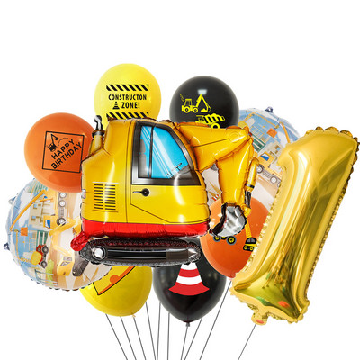 10 τμχ/σετ χαρτοκιβωτίου οχήματος Μπαλόνι Εκσκαφέας Περονοφόρος Γερανός Μπαλόνια για Κατασκευή Αγοριών Προμήθεια Δώρων Δώρων Διακόσμησης Γενεθλίων