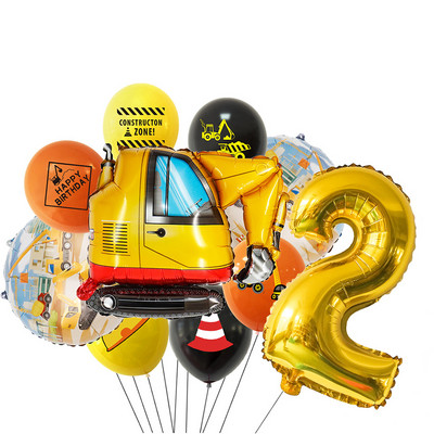 10 τμχ/σετ χαρτοκιβωτίου οχήματος Μπαλόνι Εκσκαφέας Περονοφόρος Γερανός Μπαλόνια για Κατασκευή Αγοριών Προμήθεια Δώρων Δώρων Διακόσμησης Γενεθλίων