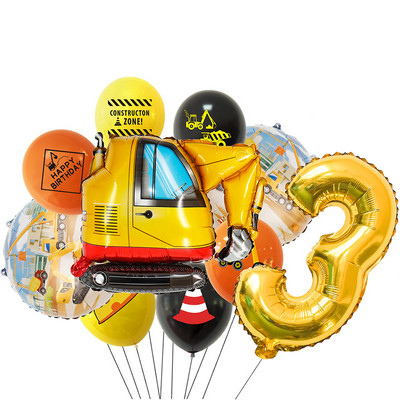 10 τμχ/σετ χαρτοκιβωτίου οχήματος Μπαλόνι Εκσκαφέας Περονοφόρος Γερανός Μπαλόνια για Κατασκευή Αγοριών Προμήθεια Δώρων Δώρων Διακόσμησης Γενεθλίων