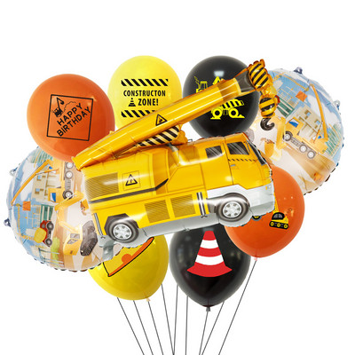 10 τμχ/σετ χαρτοκιβωτίου οχήματος Μπαλόνι Εκσκαφέας Περονοφόρος Γερανός Μπαλόνια για Κατασκευή Αγοριών Προμήθεια Δώρων Δώρων Διακόσμησης Γενεθλίων