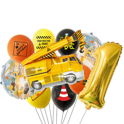 10 τμχ/σετ χαρτοκιβωτίου οχήματος Μπαλόνι Εκσκαφέας Περονοφόρος Γερανός Μπαλόνια για Κατασκευή Αγοριών Προμήθεια Δώρων Δώρων Διακόσμησης Γενεθλίων