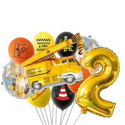 10 τμχ/σετ χαρτοκιβωτίου οχήματος Μπαλόνι Εκσκαφέας Περονοφόρος Γερανός Μπαλόνια για Κατασκευή Αγοριών Προμήθεια Δώρων Δώρων Διακόσμησης Γενεθλίων