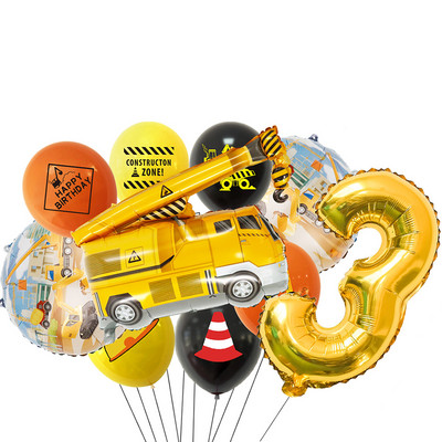 10 τμχ/σετ χαρτοκιβωτίου οχήματος Μπαλόνι Εκσκαφέας Περονοφόρος Γερανός Μπαλόνια για Κατασκευή Αγοριών Προμήθεια Δώρων Δώρων Διακόσμησης Γενεθλίων